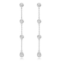 Rounds And Pear Shape Diamond By Yard Style Drop Earrings LEG0049