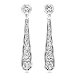Rubover With Thread & Grain Set Long Tapered Drop Earrings LEG0051