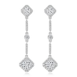 Radiant Centres Halo Style Long Drop Earrings LEG0055