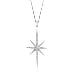 Pave Set Long Star Shape Pendant On Running Chain LPG0019
