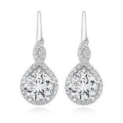 Round Centre Halo Style Crossover Drop Earrings LEG0077