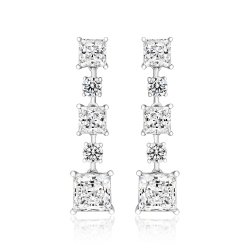 Round And Princess Cut 5 Stone Drop Earrings LEG0043