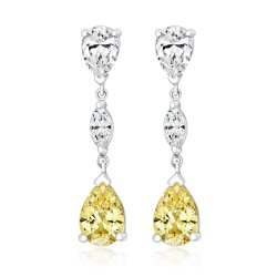 Triple Yellow Pear And Marquise Drop Earrings LEG0037Y