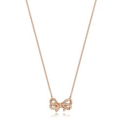 Diamond Bow Necklace In 18ct Rose Gold 