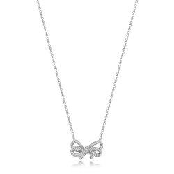 Diamond Bow Necklace In 18ct White Gold 