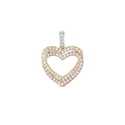 Diamond Entwined 2 Tone Heart Pendant In 9ct Gold 