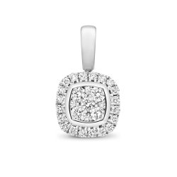 Diamond Cushion Cluster Pendant In 9ct White Gold 