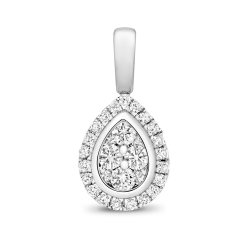 Diamond Pear Shape Cluster Pendant In 9ct White Gold 
