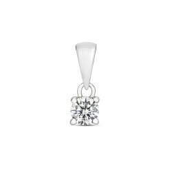 Diamond 4 Claw Pendant In 9ct White Gold 