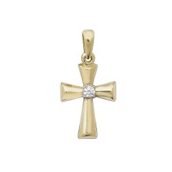 9ct Gold Cz Set Cross Pendant 