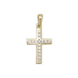 9ct Gold Cz Cross Pendant 