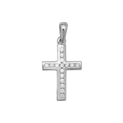 9ct White Gold Cz Cross Pendant 