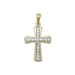 9ct Gold Cz Cross Pendant 