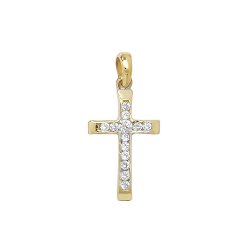 9ct Gold Cz Cross Pendant 