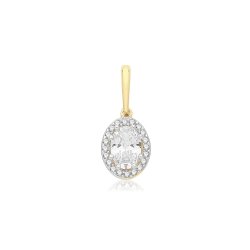 9ct Gold Cz Oval Halo Pendant 