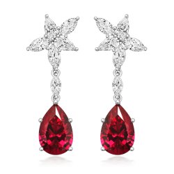 Red Pear Shape With Fancy Marquise And Pear Drop Earrings LEG0052R