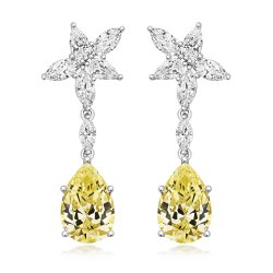 Yellow Pear Shape With Fancy Marquise And Pear Drop Earrings LEG0052Y
