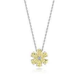 Yellow Pear Shape Flower Pendant And Run Through Chain LPG0016Y