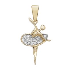 9ct Gold Cz Ballerina Pendant 