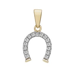 9ct Gold Cz Horseshoe Pendant 