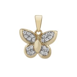 9ct Gold Cz Butterfly Pendant 