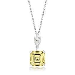 Yellow Asscher Cut And Pear Shape Classic Pendant On Running Chain LPG0020Y