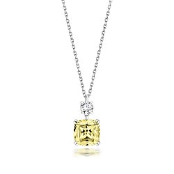 Round And Yellow Cushion Cut Classic Pendant On Running Chain LPG0021Y