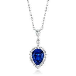 Blue Pear Shape Cluster With Double Drop Pendant On Fixed Chain LPG0025S
