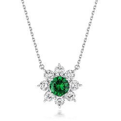 Green Round Cluster Flower Style Pendant On Fixed Chain LPG0028E