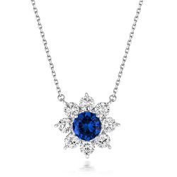 Blue Round Cluster Flower Style Pendant On Fixed Chain LPG0028S