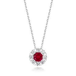 Red Round Centre Cluster Pendant On Running Chain LPG0029R