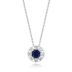 Blue Round Centre Cluster Pendant On Running Chain LPG0029S