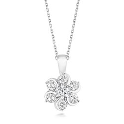 Round Centre And Swirl Surround Cluster Pendant On Running Chain LPG0033