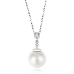 Classic Pearl With Stone Set Bale Pendant On Running Chain LPG0035