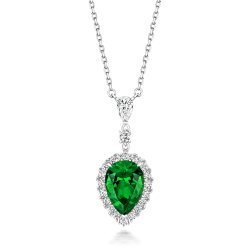 Green Pear Shape Cluster With Double Drop Pendant On Fixed Chain LPG0025E