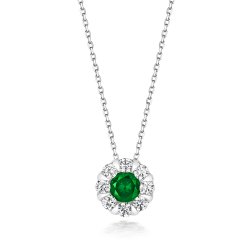 Green Round Centre Cluster Pendant On Running Chain LPG0029E