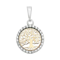 9ct Gold Cz Halo Tree Of Life Pendant 