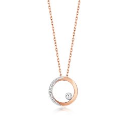 Diamond Circle Necklace In 9ct Rose Gold 