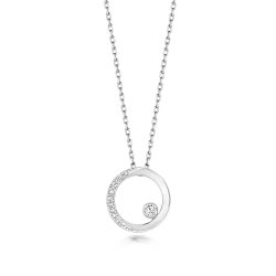 Diamond Circle Necklace In 9ct White Gold 