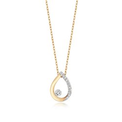Diamond Pear Shape Necklace In 9ct Gold 