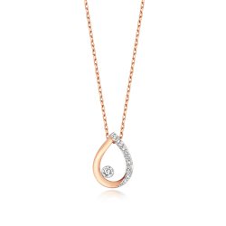 Diamond Pear Shape Necklace In 9ct Rose Gold 