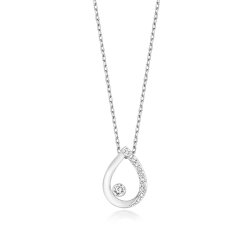 Diamond Pear Shape Necklace In 9ct White Gold 