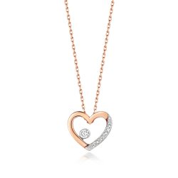 Diamond Heart Necklace In 9ct Rose Gold 