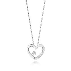 Diamond Heart Necklace In 9ct White Gold 