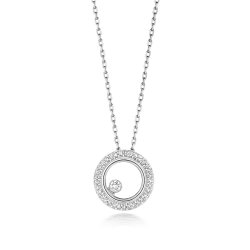 Diamond Circle Necklace In 9ct White Gold 