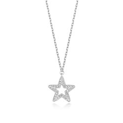 Diamond Star Necklace In 9ct White Gold 