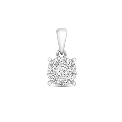 Diamond Brilliant Illusion Pendant In 9ct White Gold 