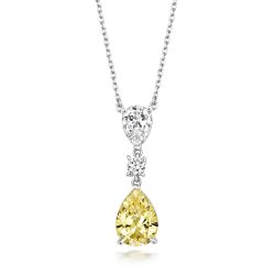 Yellow Pear Shape Triple Drop Claw Set Pendant On Fixed Chain LPG0037Y