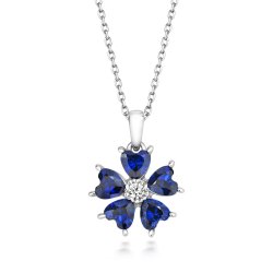 Blue Hearts Cluster Pendant On Running Chain LPG0039S