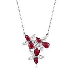 Red Pear Shape And Marquise Fancy Pendant On Fixed Chain LPG0041R